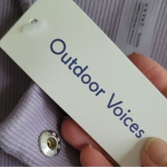 Outdoor Voices, CozyRib Cropped Cardigan, Earl Grey, Size Small - Picture 3 of 7